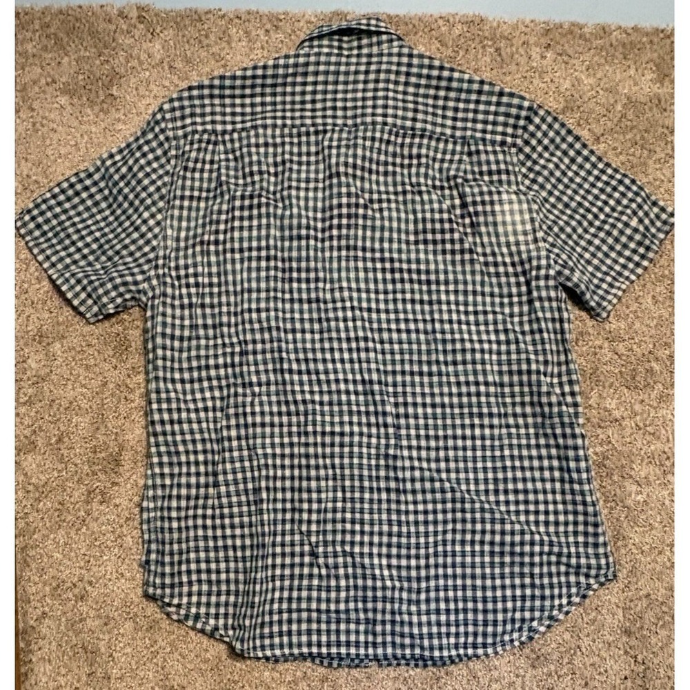 Tommy Bahama Mens Short Sleeve Gingham 100% Linen Button Up Shirt Large Damage - Picture 3 of 9